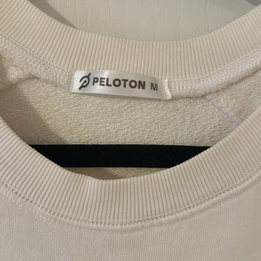 Peloton Cream Sweatshirt with Pink & Red Floral Logo - Picture 5 of 5